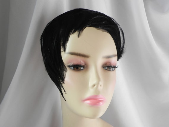 Vintage Black Feathered Headband, Fascinator, Mini