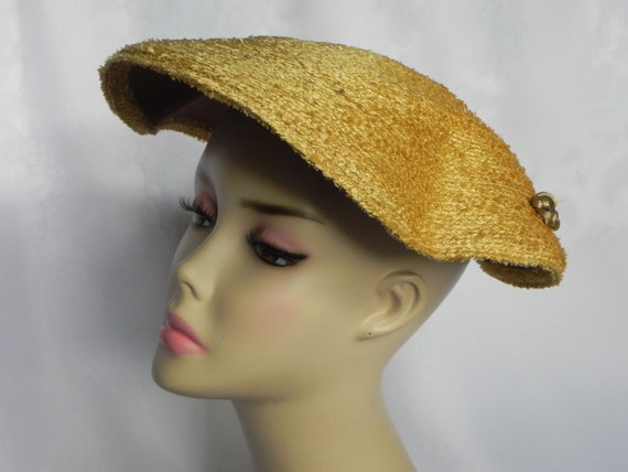 1940's or 50's Natural Straw Wavy Platter Hat, Wid