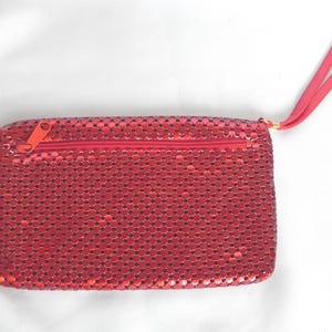 キャンディアップルレッドメッシュクラッチバッグハンドバッグリストレットイブニングバッグ