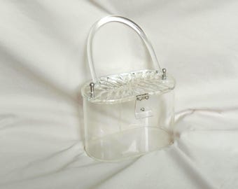 Vintage Clear Lucite Oval Box Purse by Gilli Originals