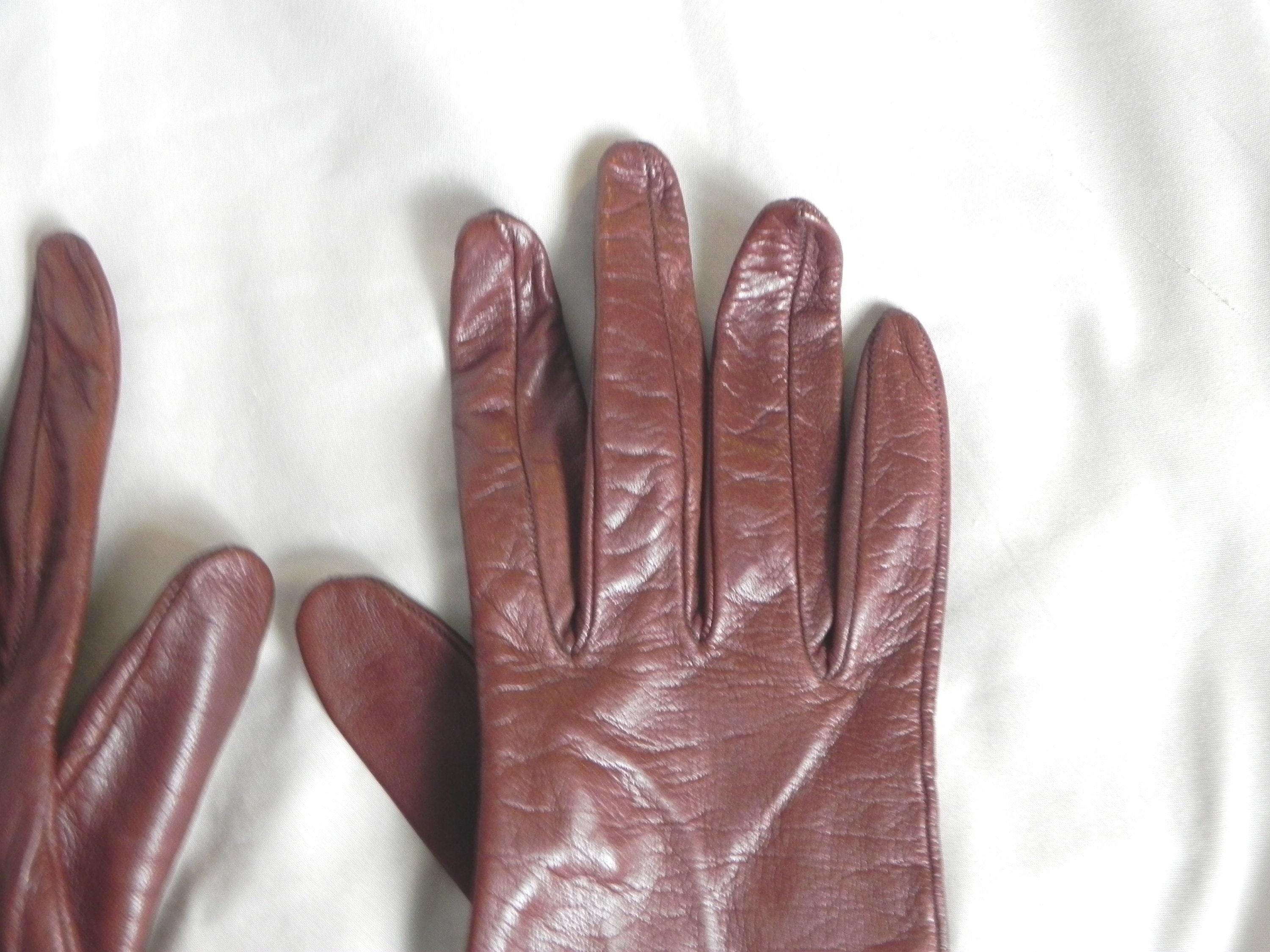 YVES SAINT LAURENT レザーグローブ ブラウン イヴ・サンローラン YSL ブラウンレザードライビンググローブ