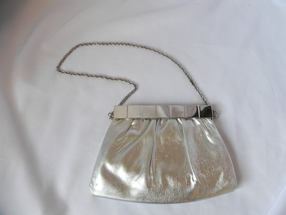 Silver Lame' Evening Bag Purse Shoulder Bag by Ha… - image 3