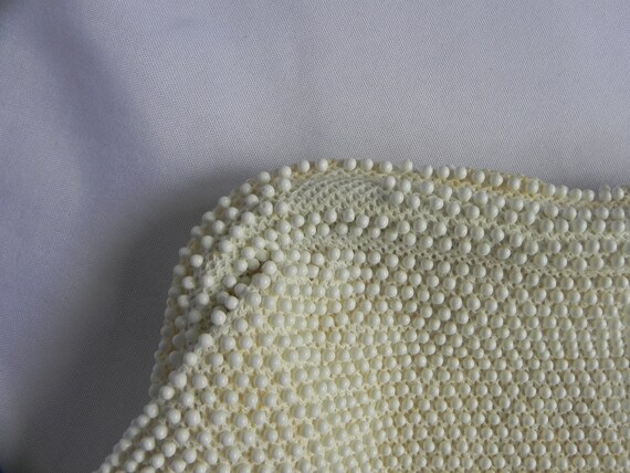 White Corde Beaded Clutch Purse Handbag Evening B… - image 8