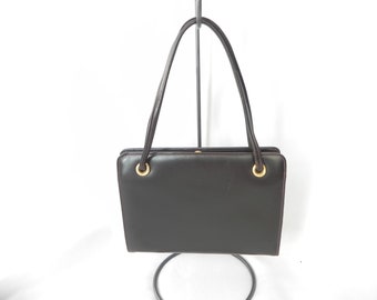 Small Brown Leather Three Compartment Handbag Purse