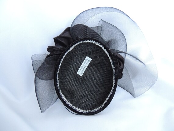 Vintage Black Velvet Fascinator Derby Hat Half Ha… - image 7