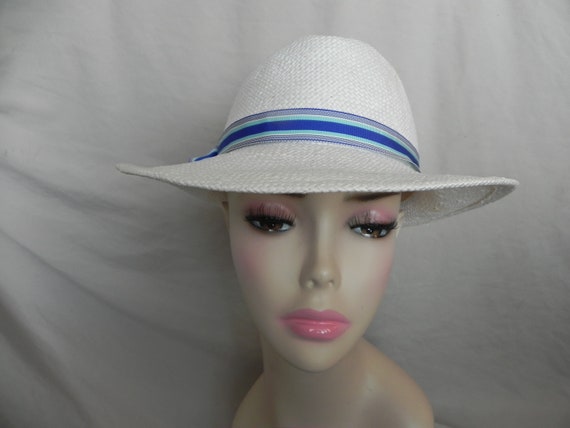 White Frank Olive Synthetic Straw Hat Fedora Hat … - image 3