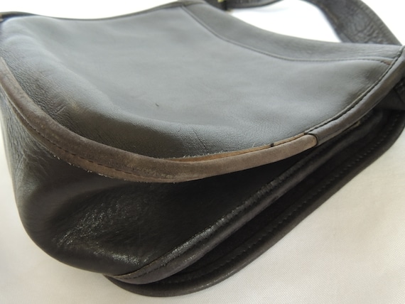 Vintage Black Leather Saddle Bag Coach Shoulder Bag Purse