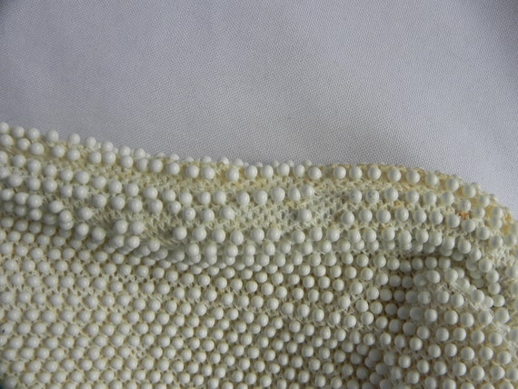 White Corde Beaded Clutch Purse Handbag Evening B… - image 9