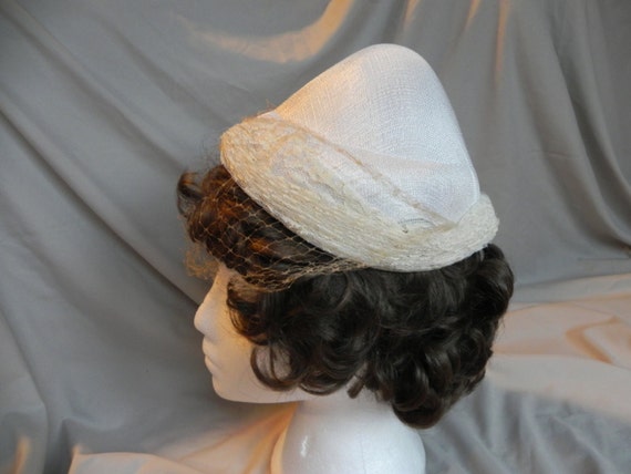 Ivory Dress Hat Church Hat Cone Hat with Lace Brim