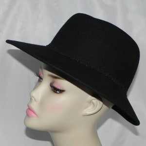 Black Wool Felt Unisex Gamblers Hat Bolero Hat Wide Brim Hat Safari Hat image 1
