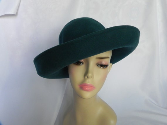 Teal Blue Frank Olive 1970's Wide Brim Hat Floppy