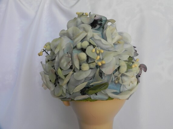 Vintage Jackwill Originals Blue Floral Hat Dress … - image 5