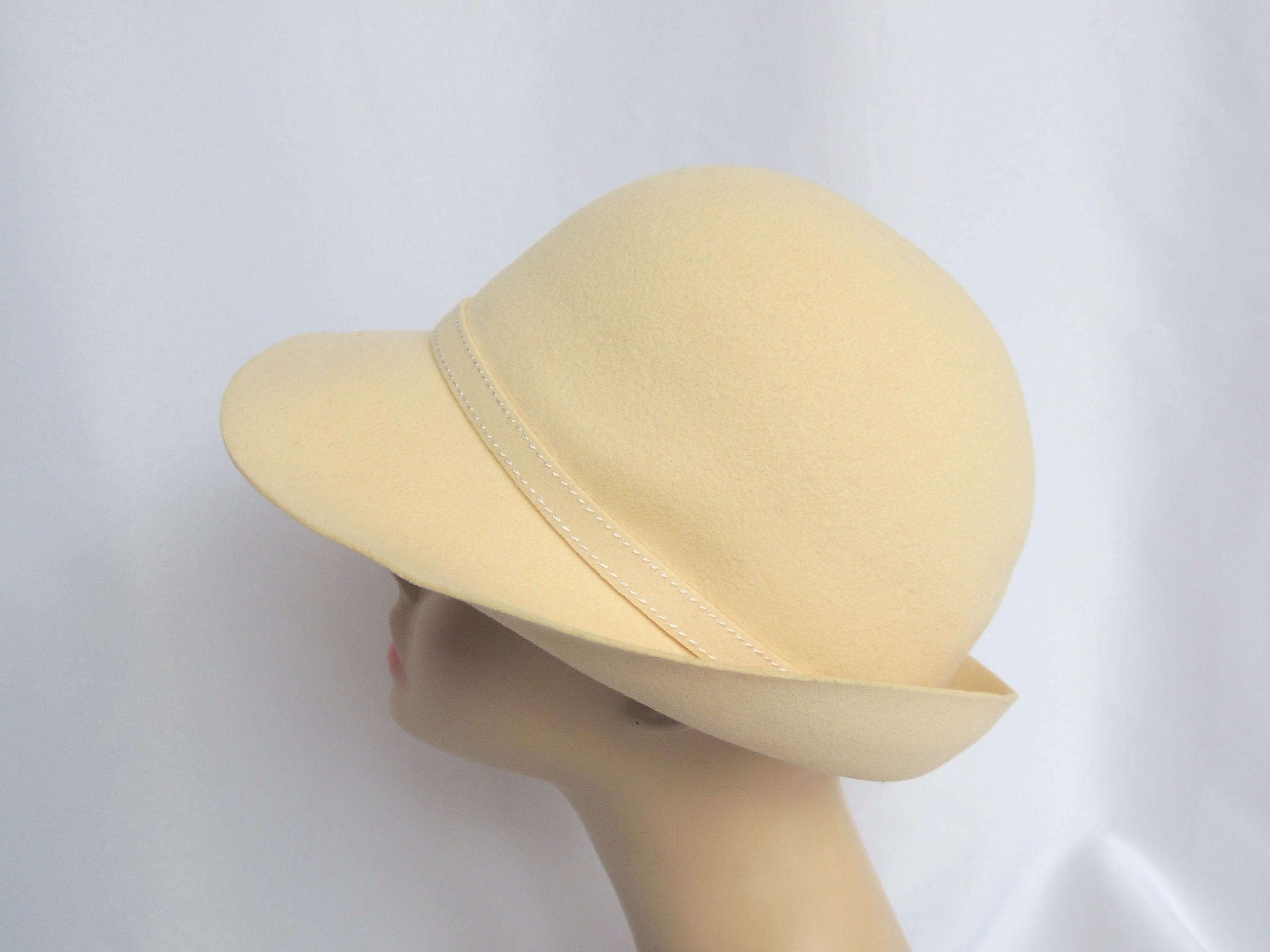 Adolfo II Vintage Womens Hat 21 Inch Tan Cloche Feathers Inside Circumference ? ???? ? . . iconic early 1940s fedora by Stetson  main image 3