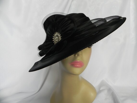 Black Synthetic and Straw Hat, Derby Hat, Sunday H