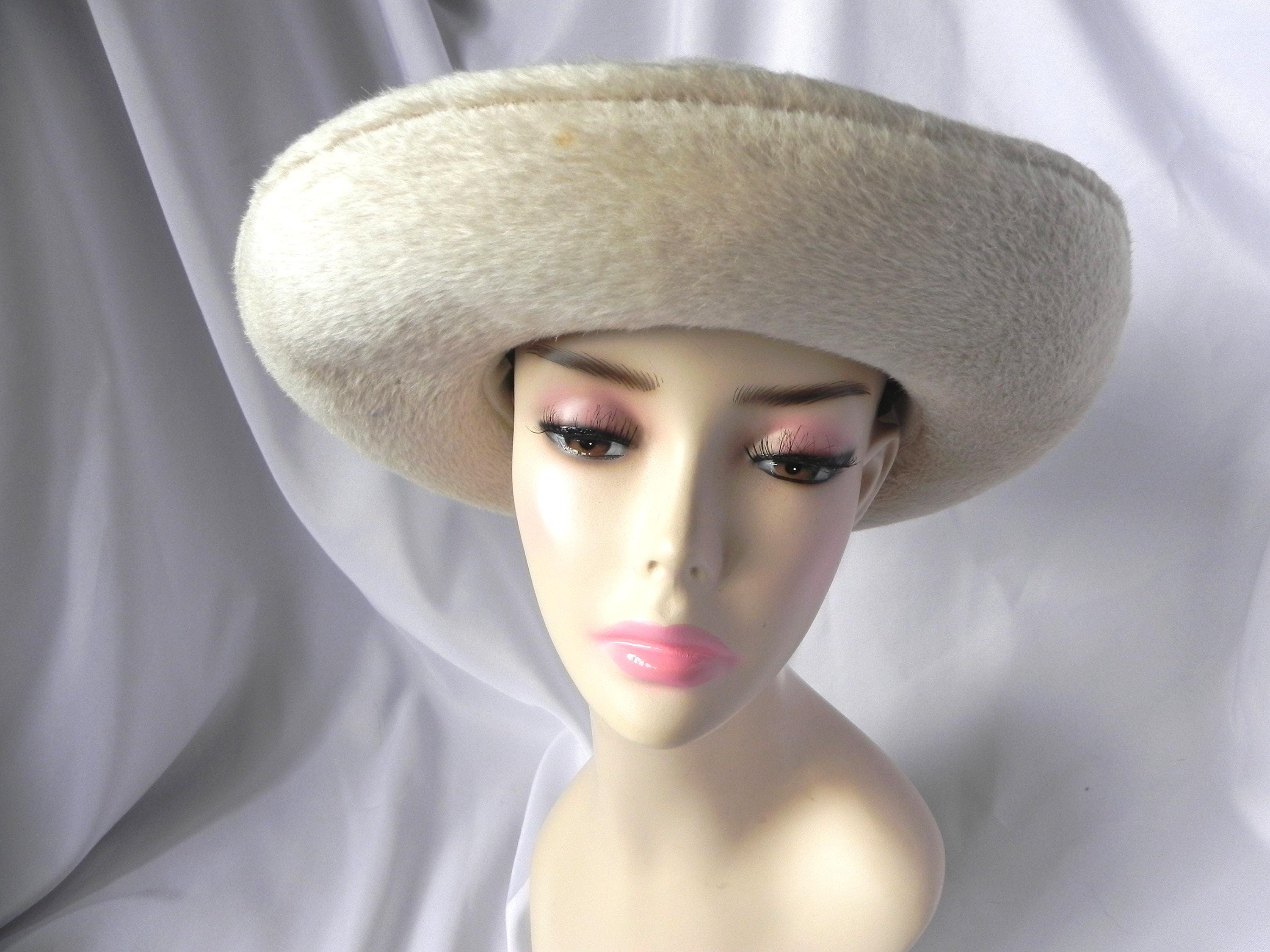 Vintage MCM Jean Arlett 1950s Fur Fashion Australia Ribbon Hat Vintage 60s Madcaps Paris New York Brown Brimmed Hat, Bow  main image 4
