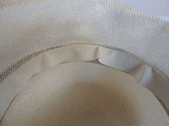 White Vintage Hat Synthetic Straw Summer Fedora H… - image 8