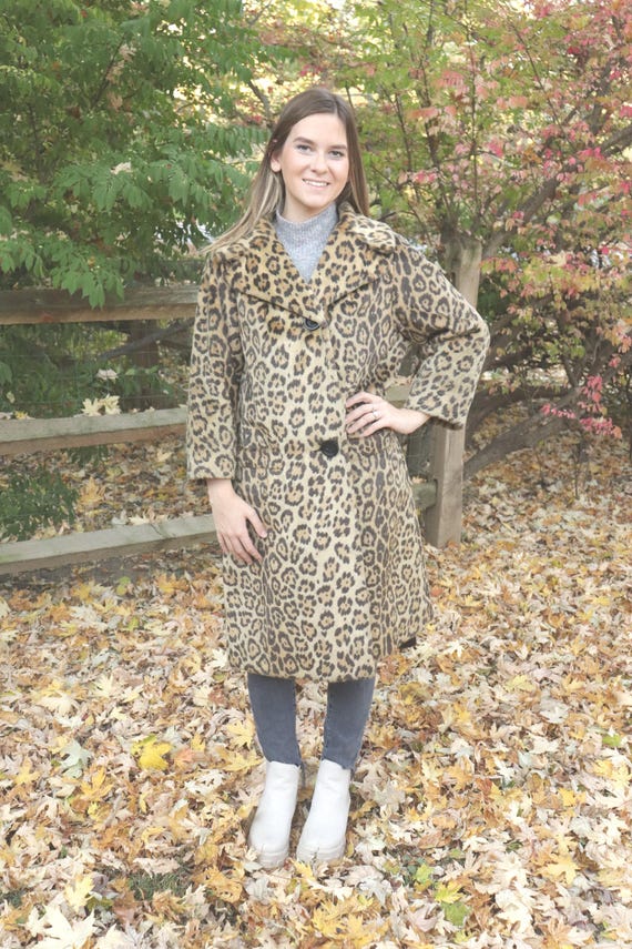 Vintage 1960's Leopard Print Long Faux Fur Winter Swing Coat - Etsy
