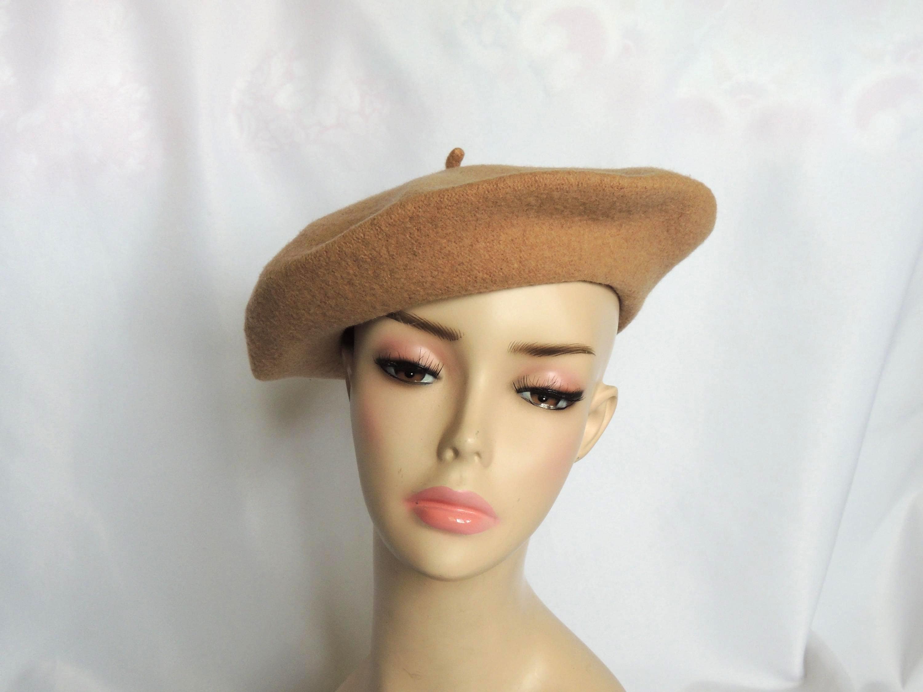 VTG 1960s-70s Tan 100% Wool Basque Beret France Beret Brown 100% Wool Vintage Hats for Women for sale | eBay main image 2