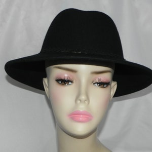 Black Wool Felt Unisex Gamblers Hat Bolero Hat Wide Brim Hat Safari Hat image 2