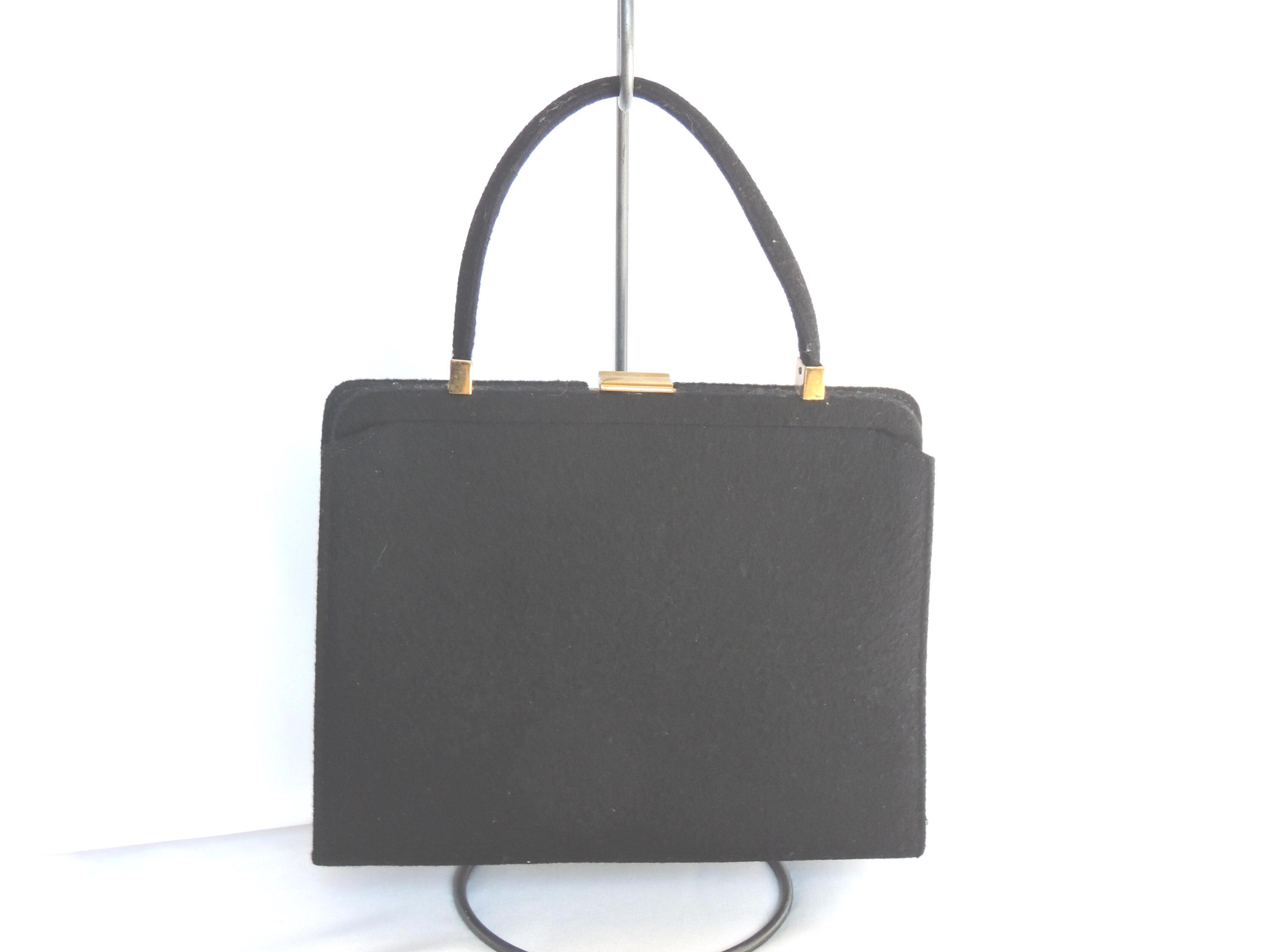 Vintage 1940's or 1950's MCM Mid Century Modern Black Wool Felt