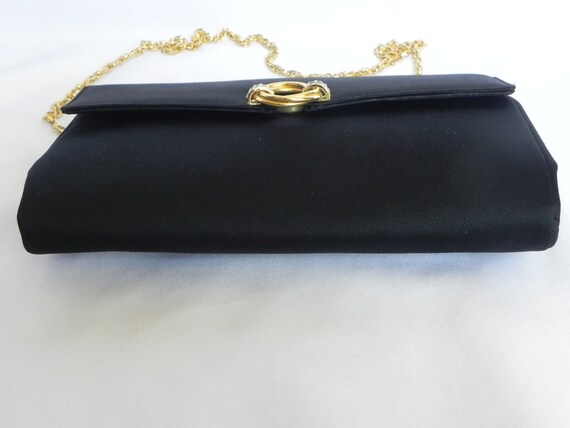 Black Silk Rodo Designer Evening Bag Purse Should… - image 3