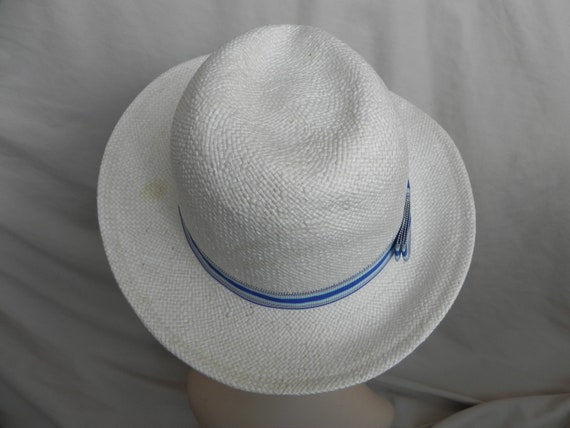 White Frank Olive Synthetic Straw Hat Fedora Hat … - image 4