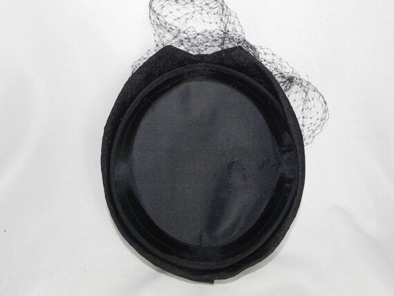 Black Linen Pillbox Hat Cocktail Hat Evening Hat … - image 8