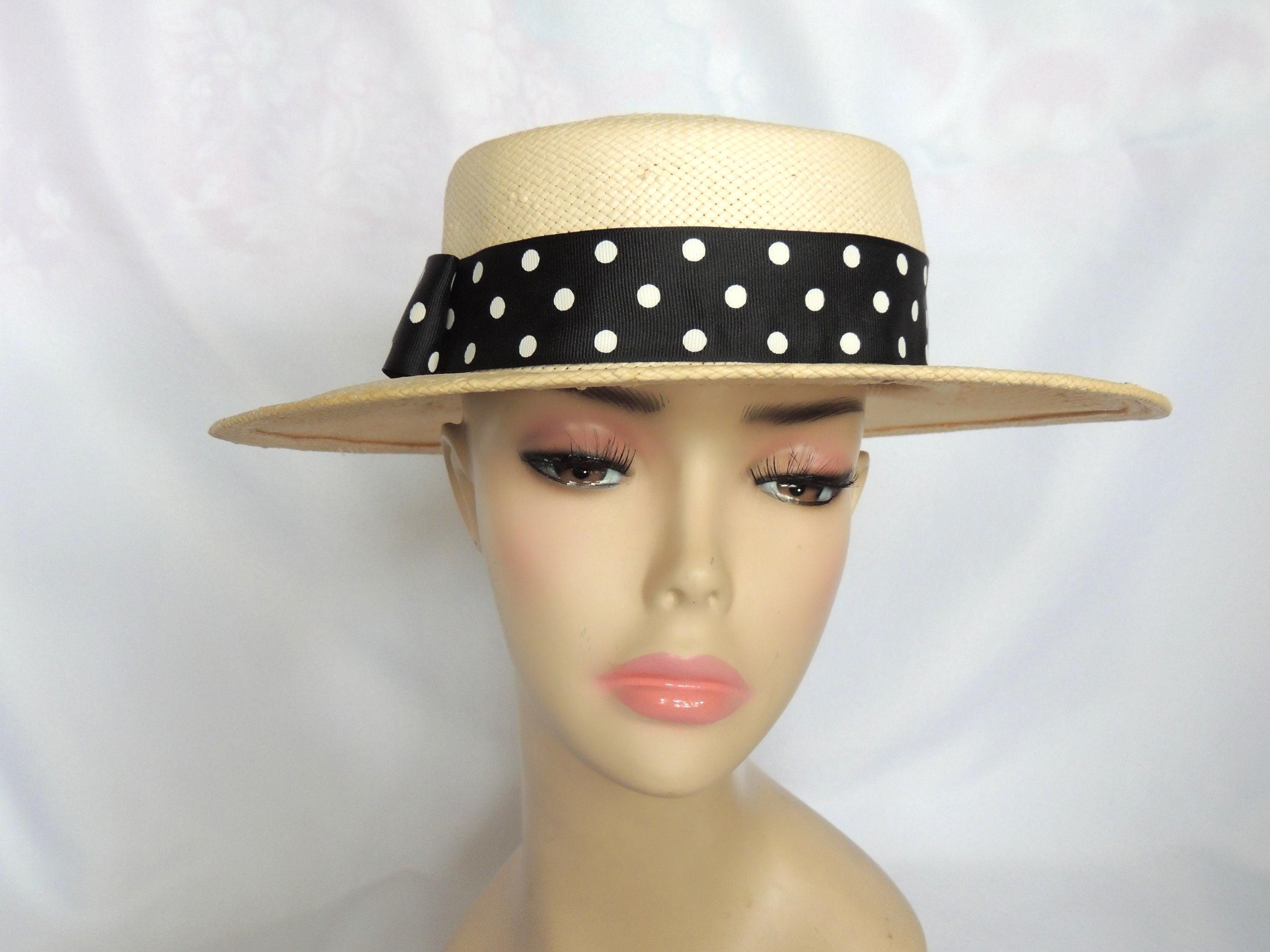 Vintage Natural Straw Wide Brim Derby Hat Straw Hat - Etsy display picture 2