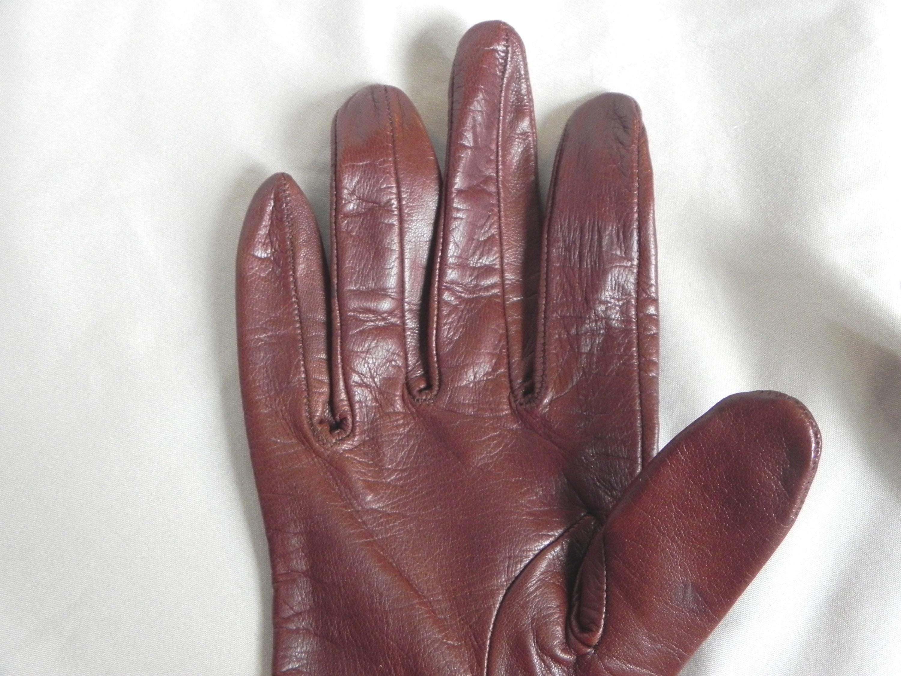 イヴ・サンローラン YSL ブラウンレザードライビンググローブ