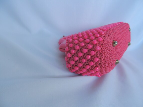 Vintage 1960's Pink Straw Woven Raffia and Beaded… - image 7