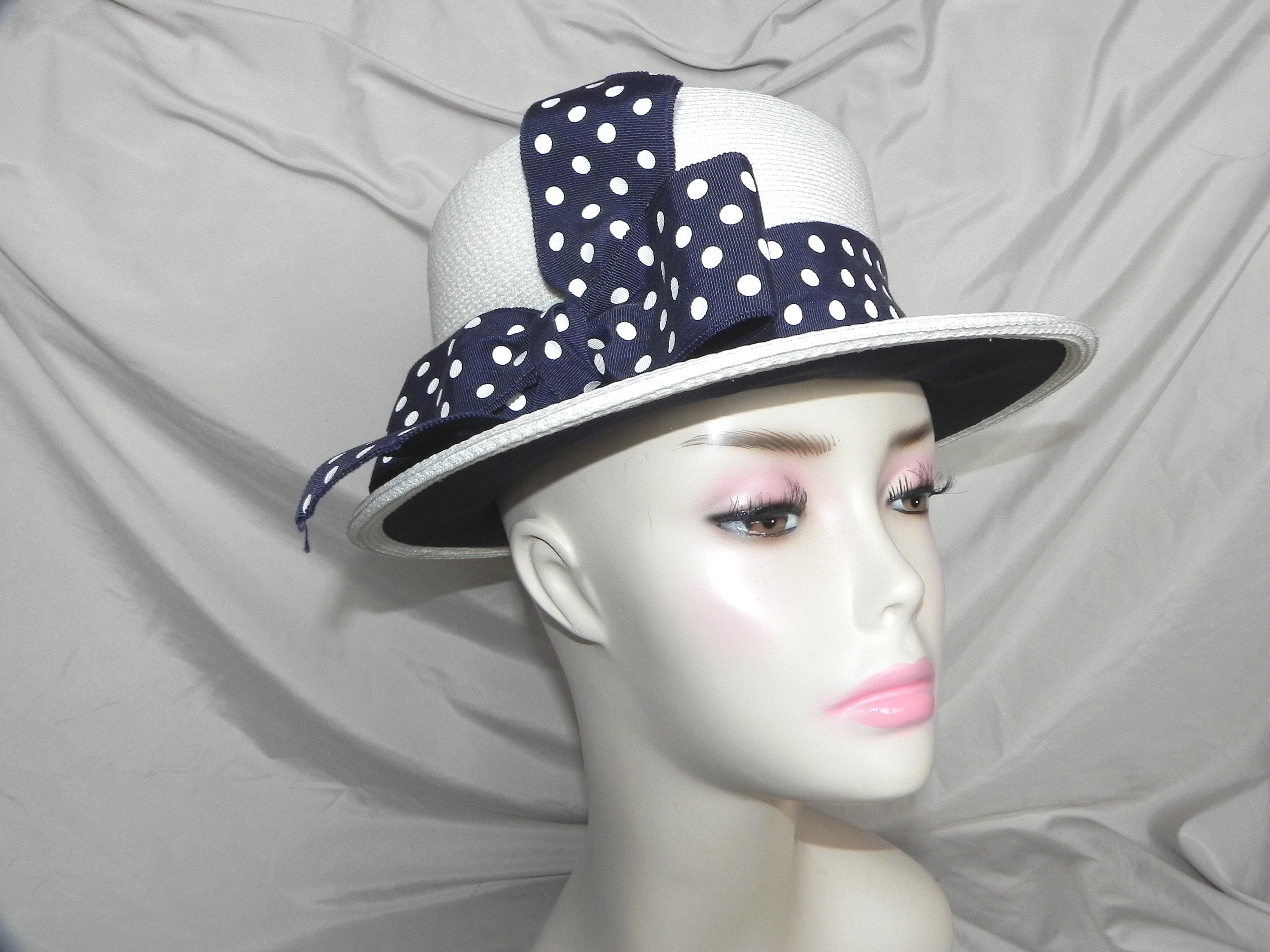 Vintage Straw Boater Hat with Polka Dot Ribbon 1960s Red Straw Hat | For Polka Dot Lovers main image 4
