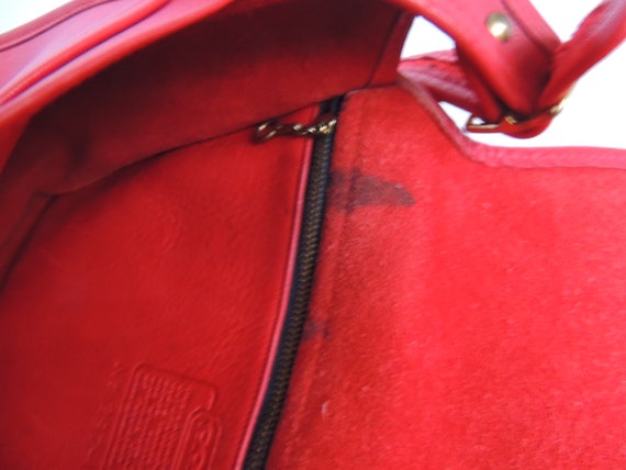 Vintage Coach Red Leather NYC Saddle Bag Shoulder Bag