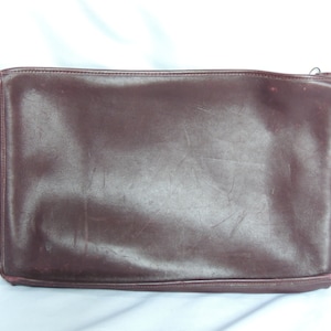 Raro vintage borgonha couro vermelho grande bolsa de embreagem bolsa portfólio carry case maleta anexada caso para portátil