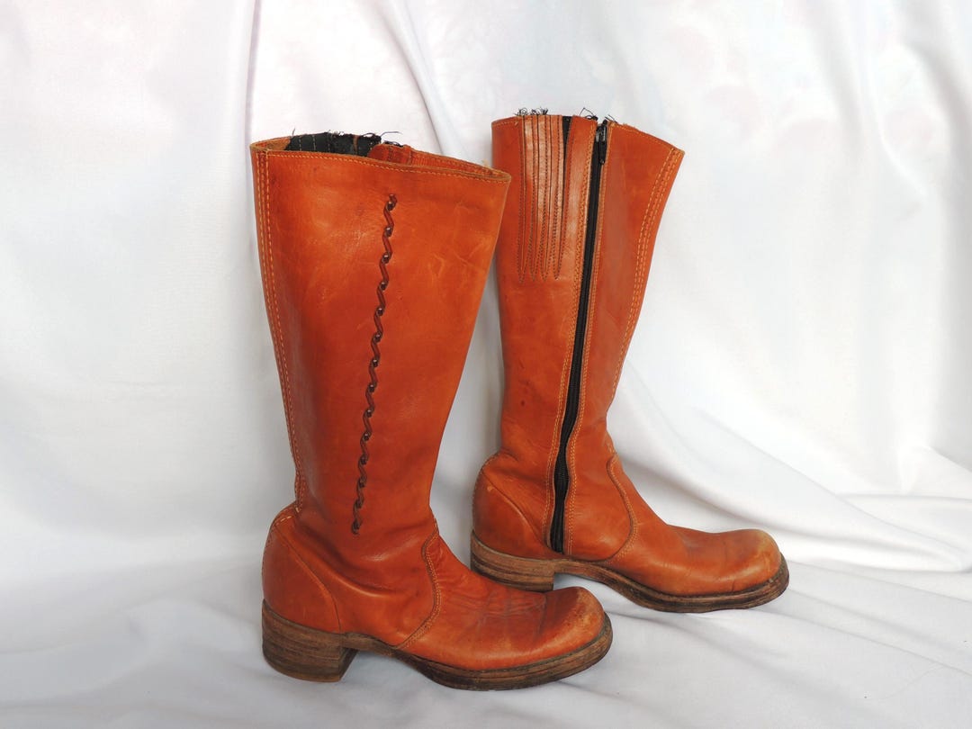 Vintage Women's 1970's Tall Brown Leather Fashion Boots Size 7 1/2 ...