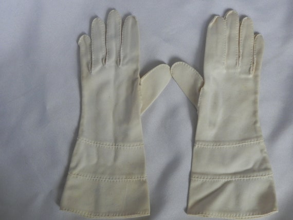 Ivory Off White Long Vintage Dress Gloves Evening… - image 3