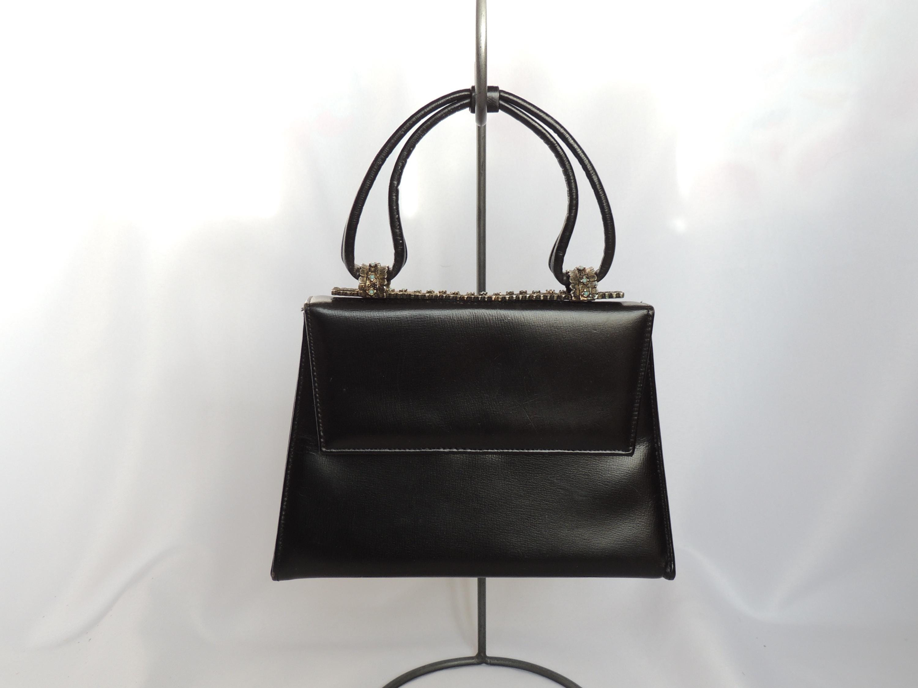 Vintage 1940's Mini Black Structured MCM Mid Century Modern