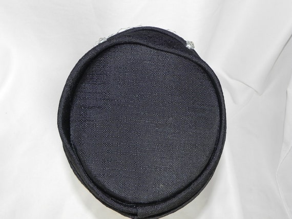 Black Linen Pillbox Hat Cocktail Hat Evening Hat … - image 6