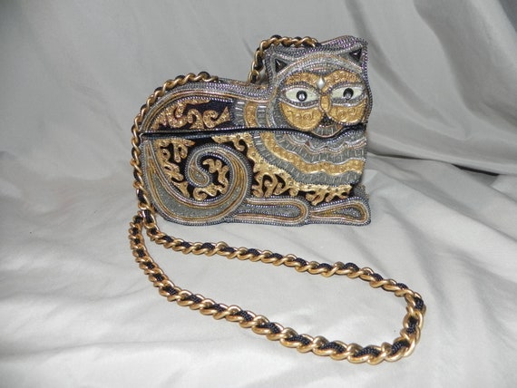 Vintage Mary Francis Black, Gold and Silver Beaded