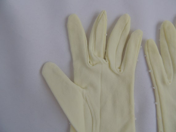 Vintage Short Light Yellow Beaded Dress Gloves Ev… - image 8