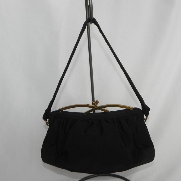 1940's Black Silk Garay Evening bag Handbag Purse