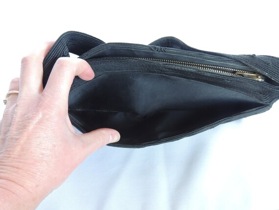 Vintage 1940's Black Corde Handbag, Black Corde P… - image 7