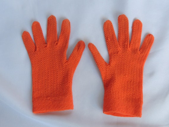 Vintage Italian Orange Short Knit Dress Gloves Ea… - image 3