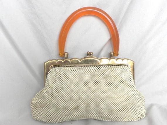 Ivory Whiting and Davis Mesh Handbag Purse With Lucite Handle - Etsy