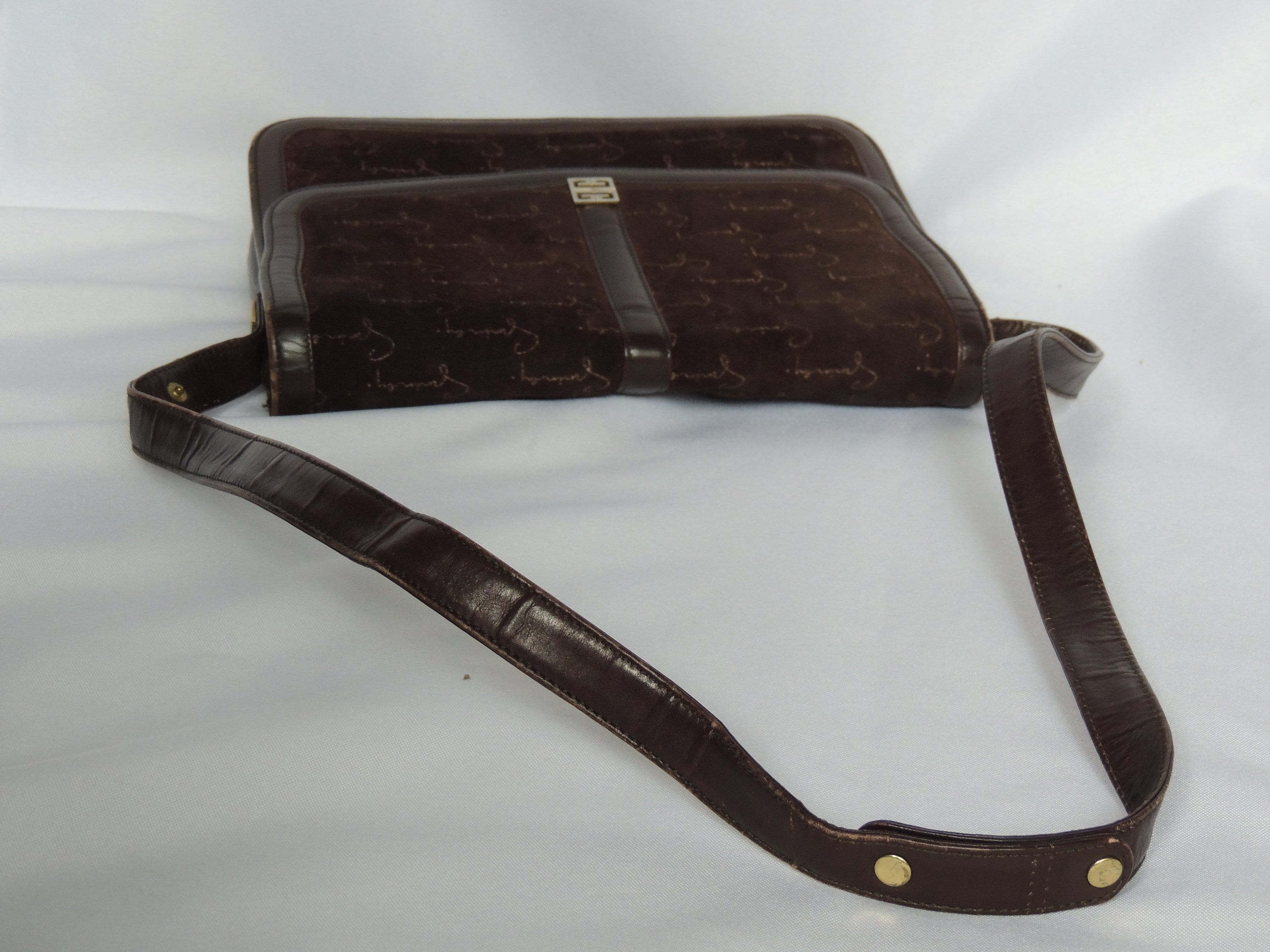 Vintage Givenchy 1970's Brown Leather and Suede Shoulder Bag Purse