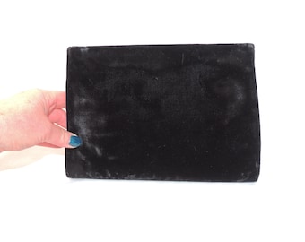 Bolso de mano/bolso de noche convertible vintage de terciopelo negro y seda.