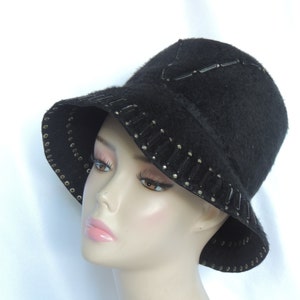 French flapper hat Gift for mom Sun hat Womens sun hat linen womens clothing Handmade black linen cloche hat 1920s cloche hats