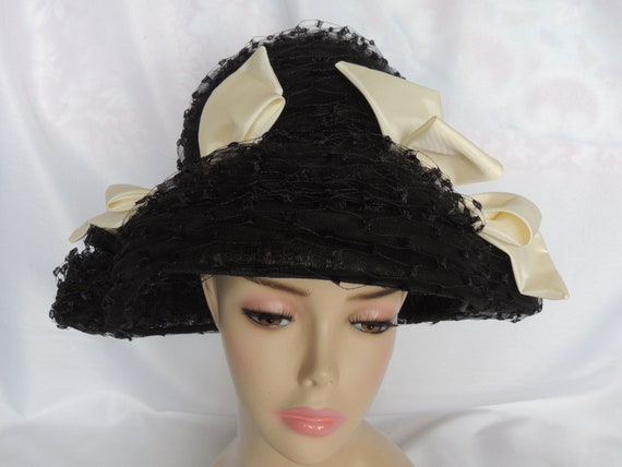 Vintage Black Lampshade Hat Bucket Hat Dress Hat … - image 2