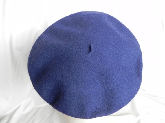 Navy Blue Wool Chic Vintage Kangol Beret Hat - image 3