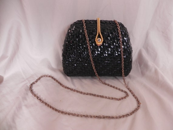 black wicker handbag