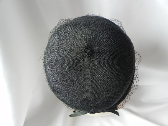 Vintage Black Straw Bowler Derby Hat  Dress Hat C… - image 5